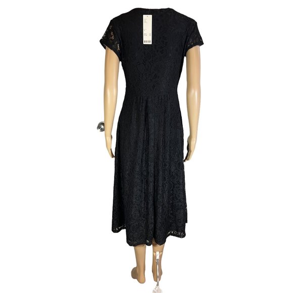 UO Urban Outfitters Imogen Black Lace Midi Dress Size M - Picture 2 of 7